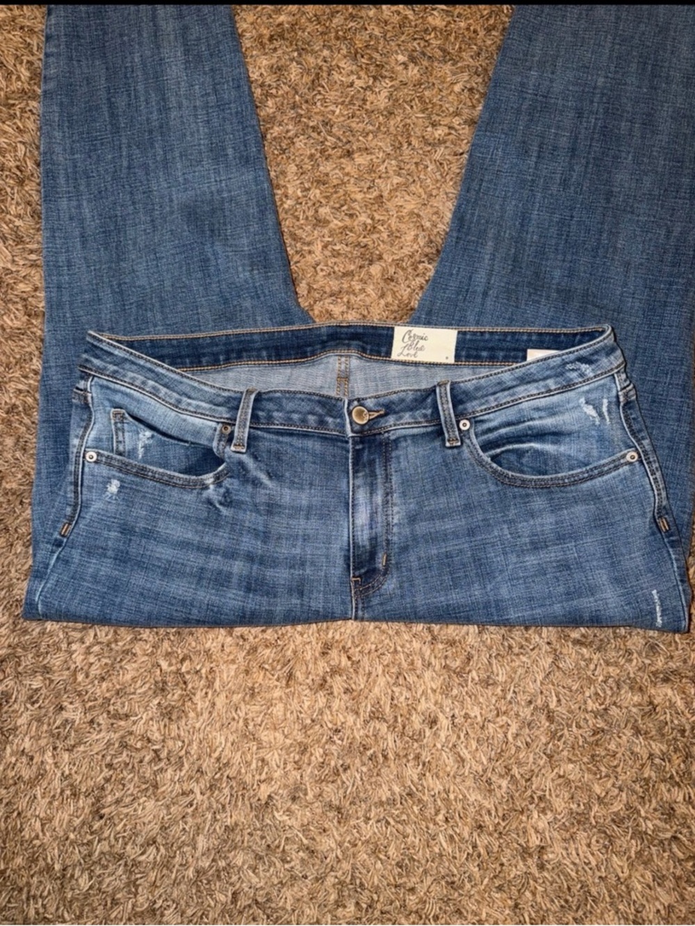 Cosmic Blue Love Cropped Jeans with Frayed Hem 16W - Picture 4 of 5